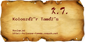 Koloszár Tamás névjegykártya